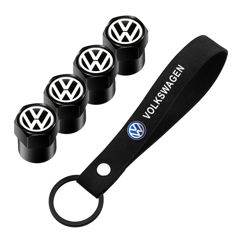 Hub Caps Tire Valve Stem Cap+Keychain Set Dustproof And Practical For Volkswagen GOLF Polo Tiguan VW GTI PASSAT RL7BD4