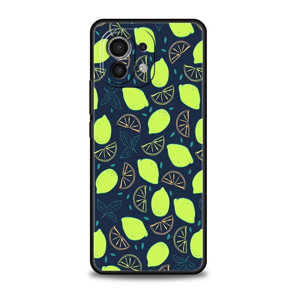 Handyhülle für Xiaomi Mi 15 14 13 12 11 Lite 14T 13T 12T 11T Pro Poco X6 X5 X3 Pro F6 F5 F4 Frucht Zitrone Schwarze Hülle