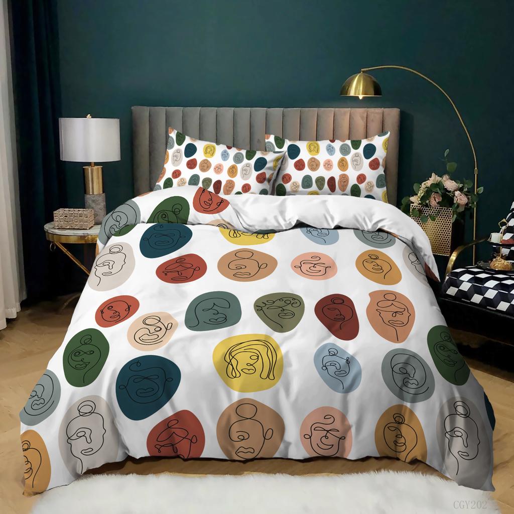 Colorful Abstract Art Duvet Cover Set 3 Piece Bedding Set for Girls Women Queen/King/Full/Twin Size Comforter Cover Quilt Cover