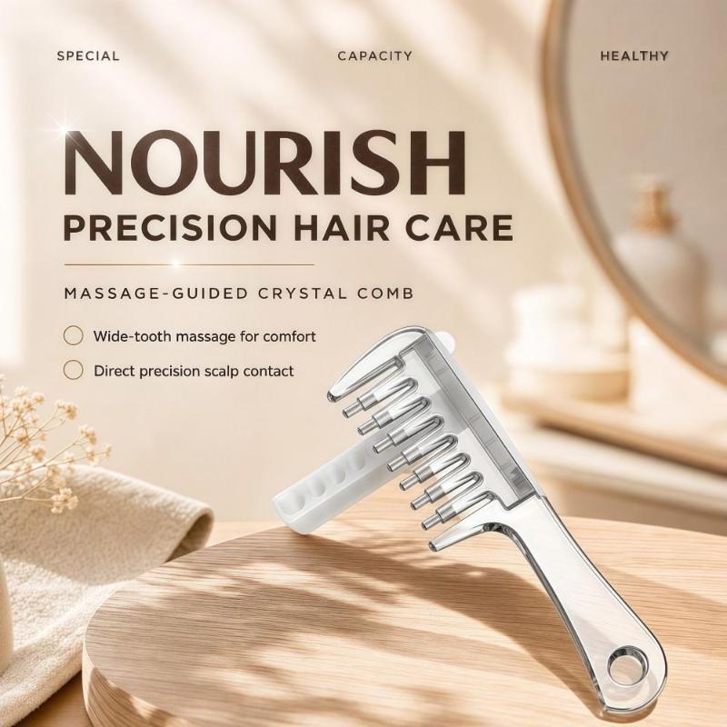 Unisex Transparent Essential Oil Applicator Massage Comb With Built-In Liquid Reservoir Rolling Metal Teeth