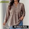 Women's Fashion Casual Solid Color Print V-Neck Long Sleeve Blouses & Shirts