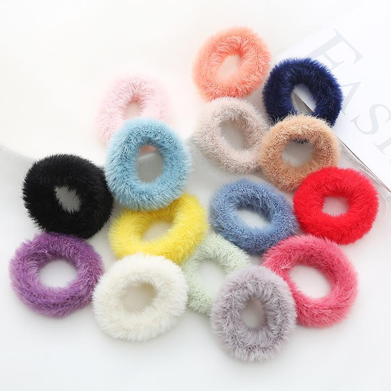5Pcs Children's Plush Hair Bands  Children's Rubber Bands  Plush Hair Ties  Adult and Children's Hair Ties