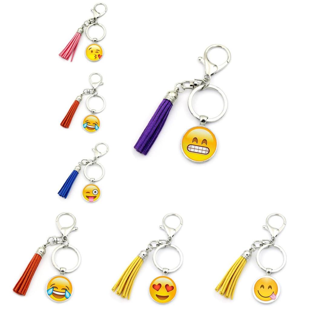 Adorable Funny Expression Time Gem Keychain Pendant Creative Unique Tassel Charm