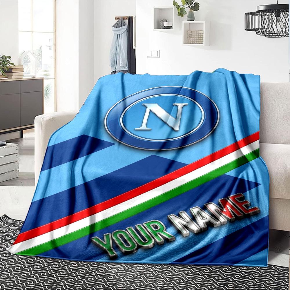Name Custom SSC Napoli Print Flannel Blanket High Quality Warm Comfortable Cover for All Seasons Perfect for Gifts Home Decor