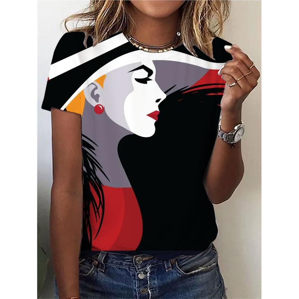 Μόδα Μοντέρνο Κοριτσίστικο T-Shirt 3d Εκτύπωση Γυναικείο Πουλόβερ Y2k Ρούχα Κοντομάνικα Τοπ Μπλουζάκια με Στρογγυλή Λαιμόκοψη Αθλητική Καθημερινή Μπλούζα