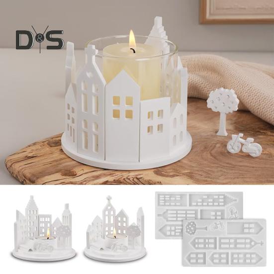 Formă de Silicon Casă Suport Lumânare Rășină Cristal Formă DIY Decor Acasă Gips Ciment Formă Suport Lumânare Formă de Silicon pentru Meșteșuguri din Rășină Ornamente Cadou
