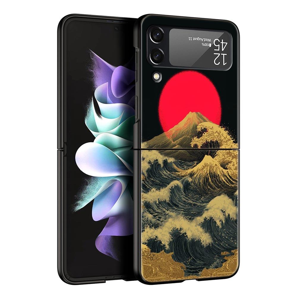 Japanese Style Art Japan Phone Case For Samsung Galaxy Z Flip3 Flip4 Flip5 Case Shell For Z Flip 3 4 5 6 7 Hard Folding Cover