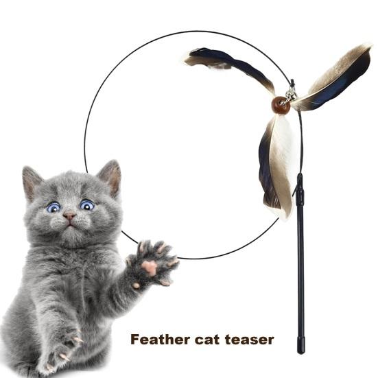

Cat Funny Stick Toy Set Interactive Cat Feather Toys for Indoor Cats Kitten Kitty Teaser Wand Scratch Toy Cat Catcher Exerciser Gift for Cat Friends
