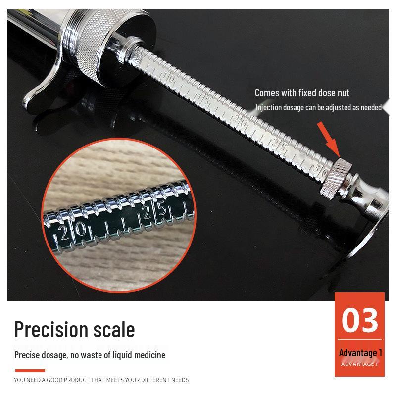 Stainless Steel Veterinary Vaccine Syringe for Pigs, Cattle, Sheep