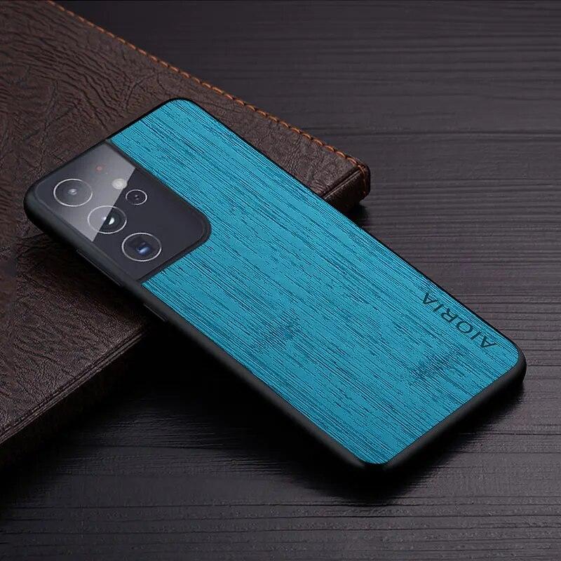 Case for Samsung Galaxy S21 Ultra Plus FE coque bamboo wood pattern Leather cover Luxury funda for samsung s21 ultra case capa