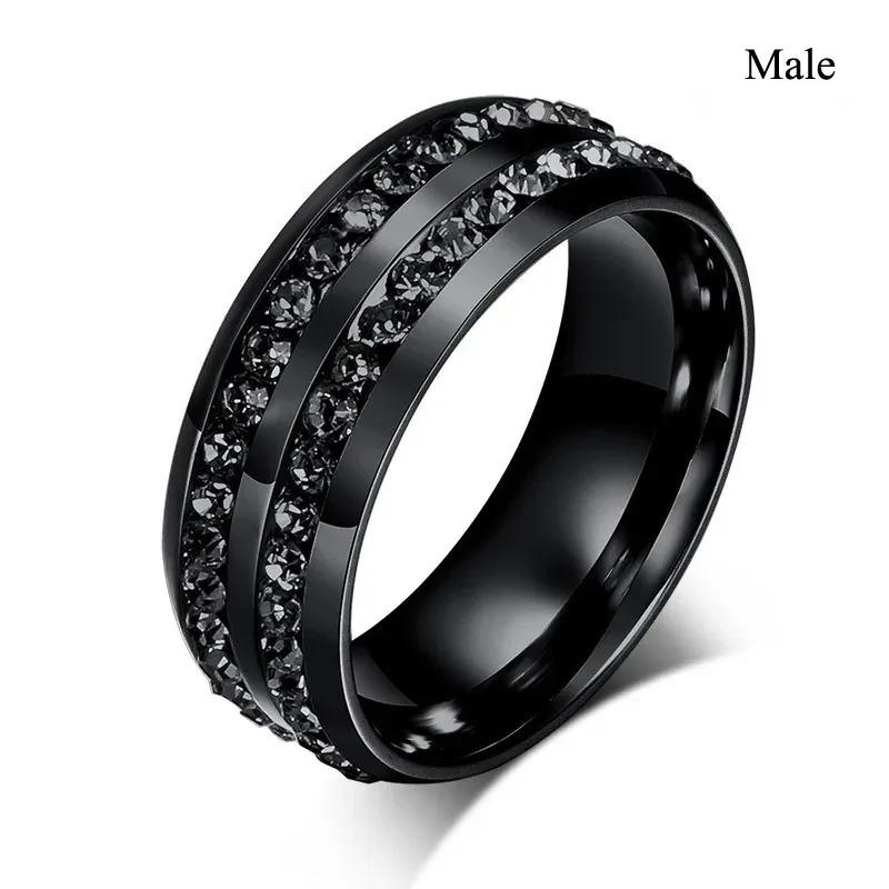 Charm Partnerringe Romantische Damen Rote Strassringe Set Trendige Herren Edelstahl Keltischer Drachenringe Ehering Schmuck
