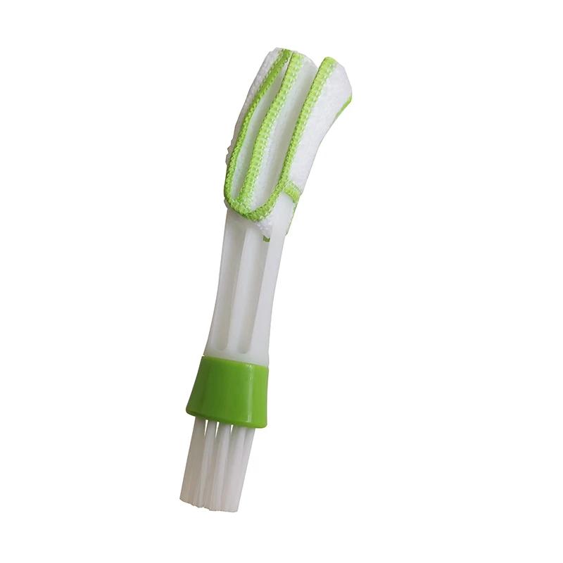 2In1 Green Car Air-conditioner Outlet Dirt Duster Cleaner Brush Car Air Conditioning Vent Blinds Cleaning Brush Car Accessories
