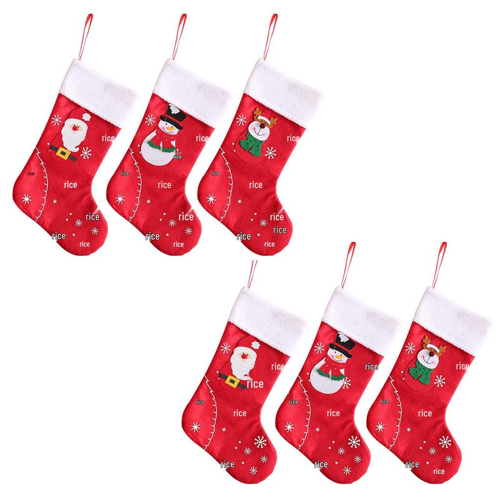 Cross-Border Hot-Selling Christmas Stocking Felt Gift Bag Fireplace Pendant Decoration