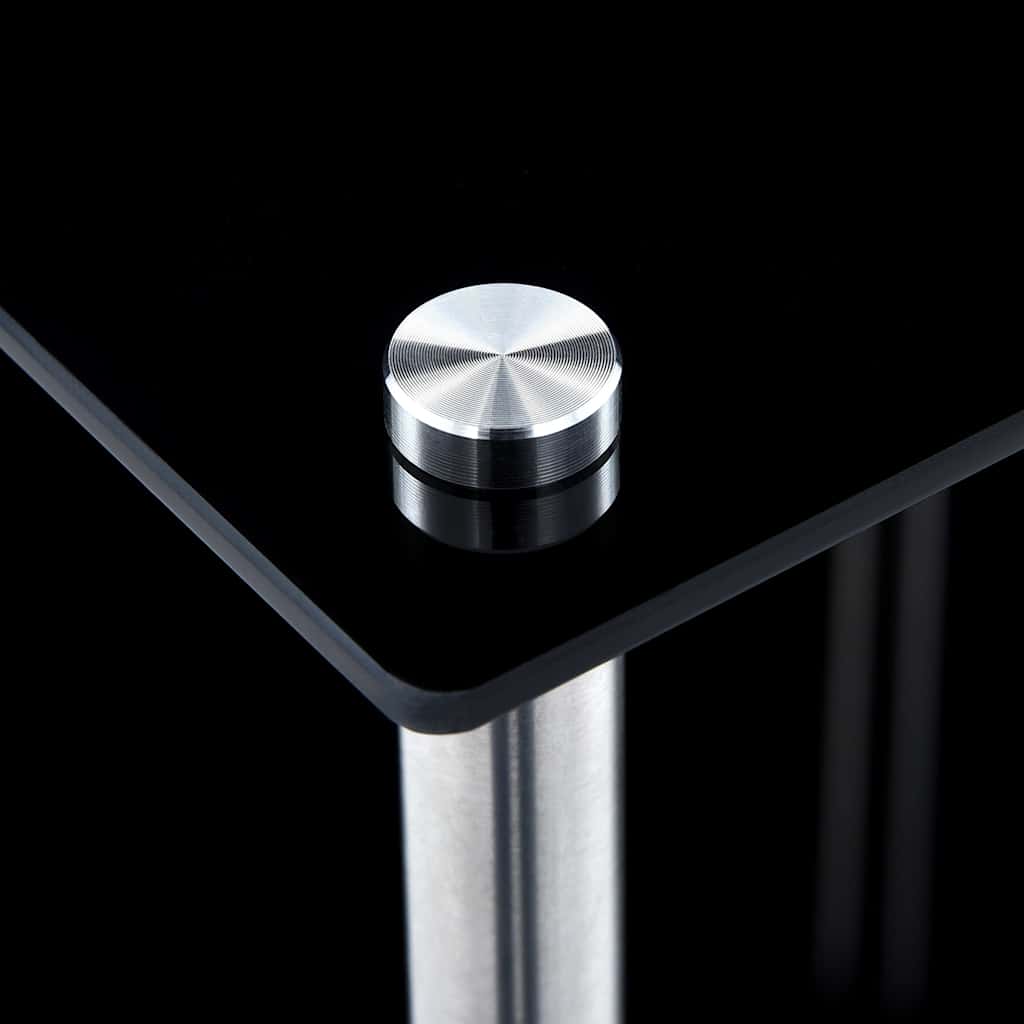 2 Tier Black Glass Shelf 40 X 40 X 47 Cm Tempered Glass