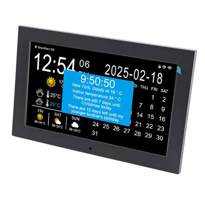 Orologio Digitale Smart WiFi da 10 Pollici Aggiornamenti Meteo in Tempo Reale Display Temperatura Umidità con Promemoria Farmaci Riproduzione Foto Video per