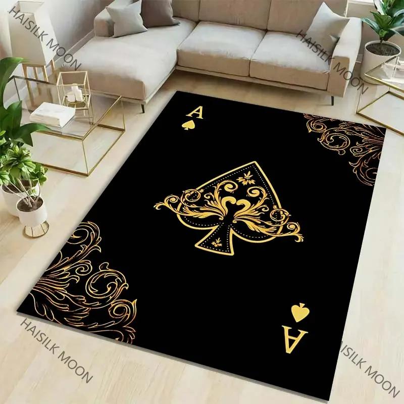 6 Style Black Card Club Ace Pattern Carpet for Living Room Bedroom Sofa Home Decor Non-slip Floor Mat Coffee Tables Area Rug