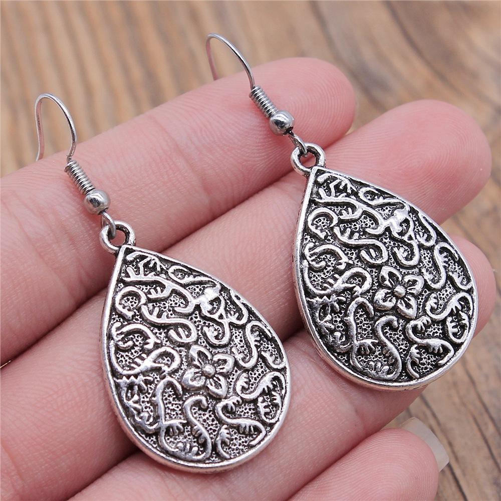 38 Styles Women Ethnic Style Jewelry Earrings Bohemia Carved Round Oval Waterdrop Flower Pattern Dangle Earrings Drop Earrings