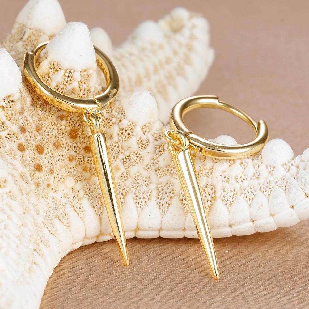 2pcs Stainless Stee Pendant Hoop Earring Trendy Punk Hip-hop Rivet Piercing Earrings For Women Gothic Party Wedding Jewelry Gift