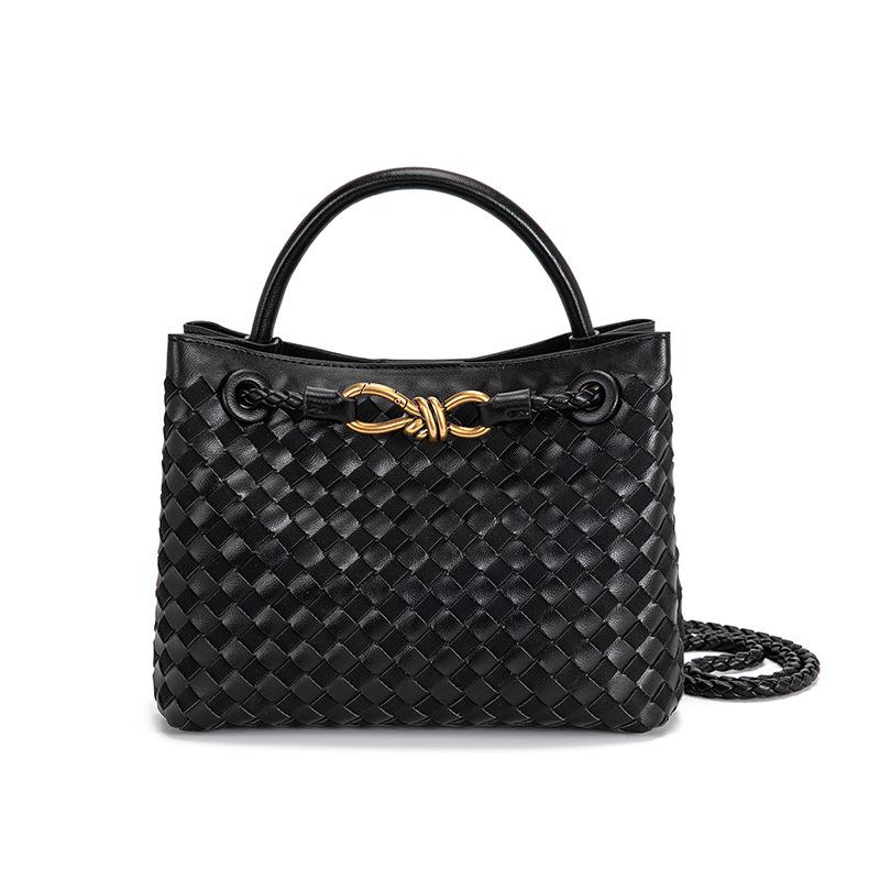 Woven Metal Rope Buckle Multi-Use Tote: Large Capacity Handbag & Crossbody Bag