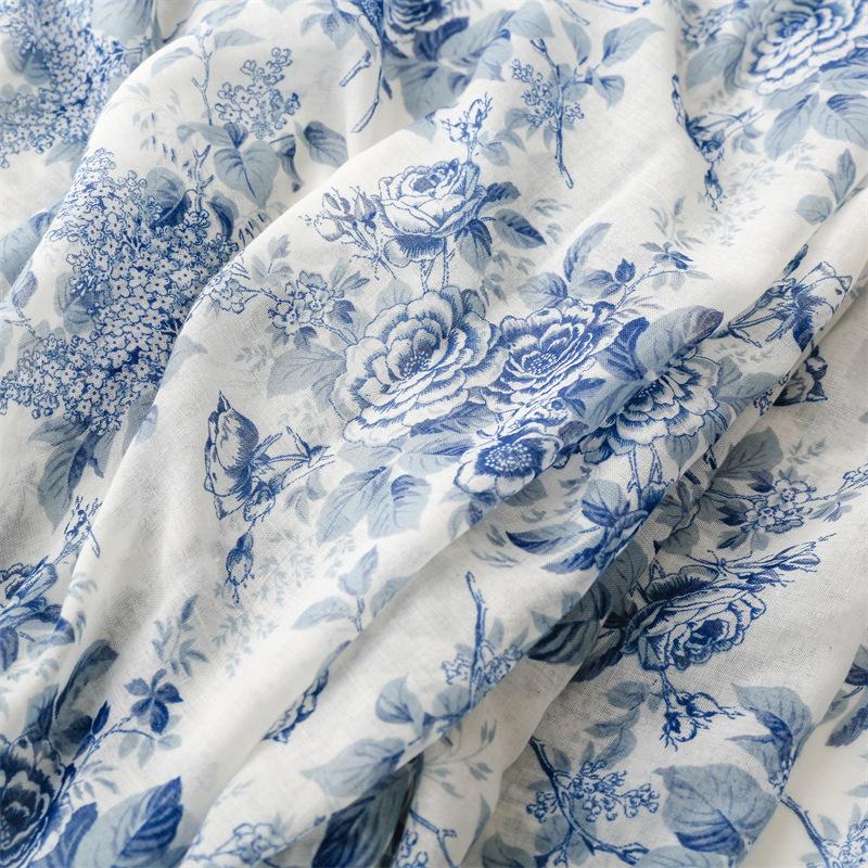 Elegant Blue & Black Paisley Print Women'S Travel Scarf - Lightweight, Breathable Polyester Shawl for Beach, Outings & Sun Protection Spring/Summer