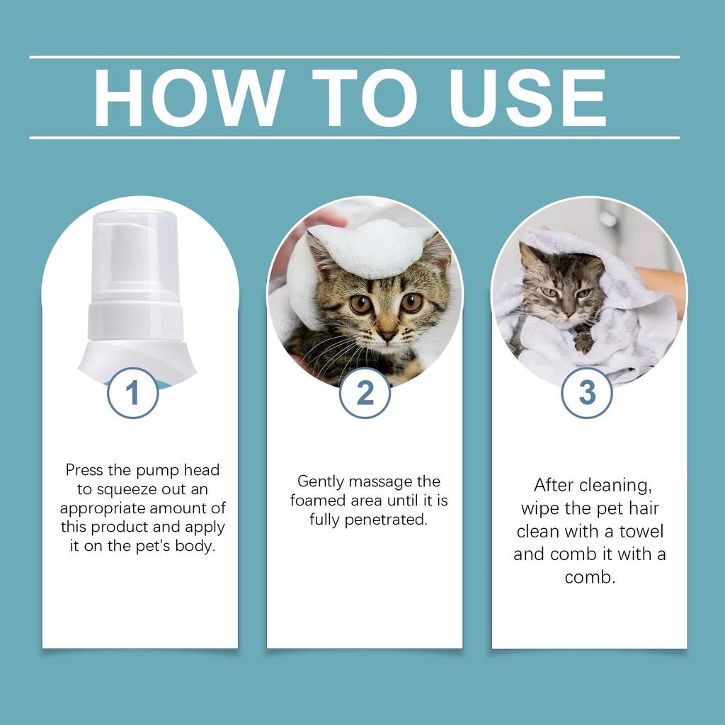 YEGBONG Waterless Pet Dry Shampoo Mousse for Cats & Dogs - No-Rinse Deodorizing Stain Remover.