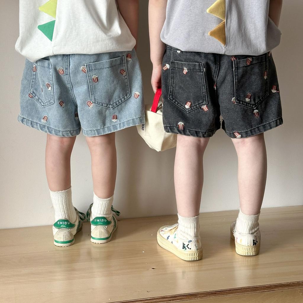 Children's Denim Shorts Embroidered Casual Pants Summer Baby Five-point Pants