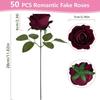 Artificial Flowers Velvet Roses 50 PCS Real Look Roses Bouquet Flowers for DIY Wedding Party Baby Shower Home Decoration