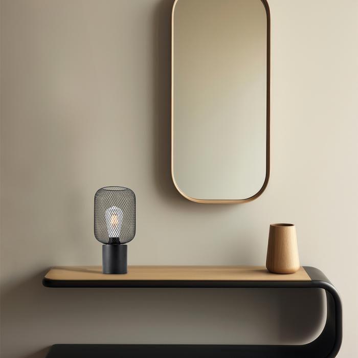 Lampe de table métal noir grillagé 23W IP20 E27 Diam 150mm