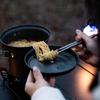 Foldable Titaniums Chopsticks With Front Grooves Nonslip Small Storage Folding Spoon Fork for Camping Activity