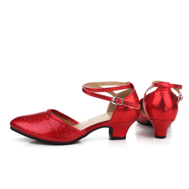 Close Toe Women's Latin Dance Shoes Low Heel 3.5cm Tango Waltz Mambo Rumba Samba Shoes Soft Sole