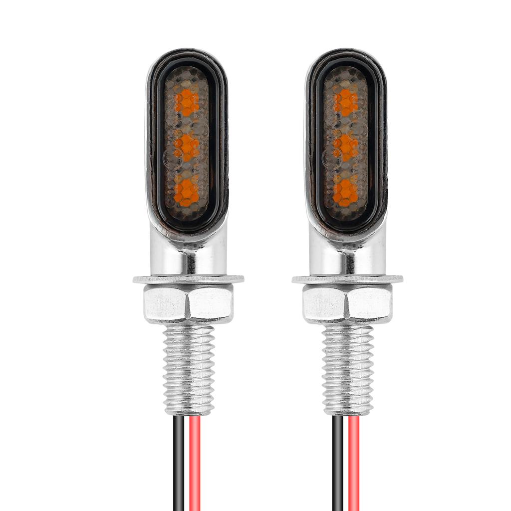 8mm Motorcycle Mini LED Turn Signal Light Indicators Flashing Light Blinker 12V For Bobber Cafe Racer Honda Yamaha Kawasaki