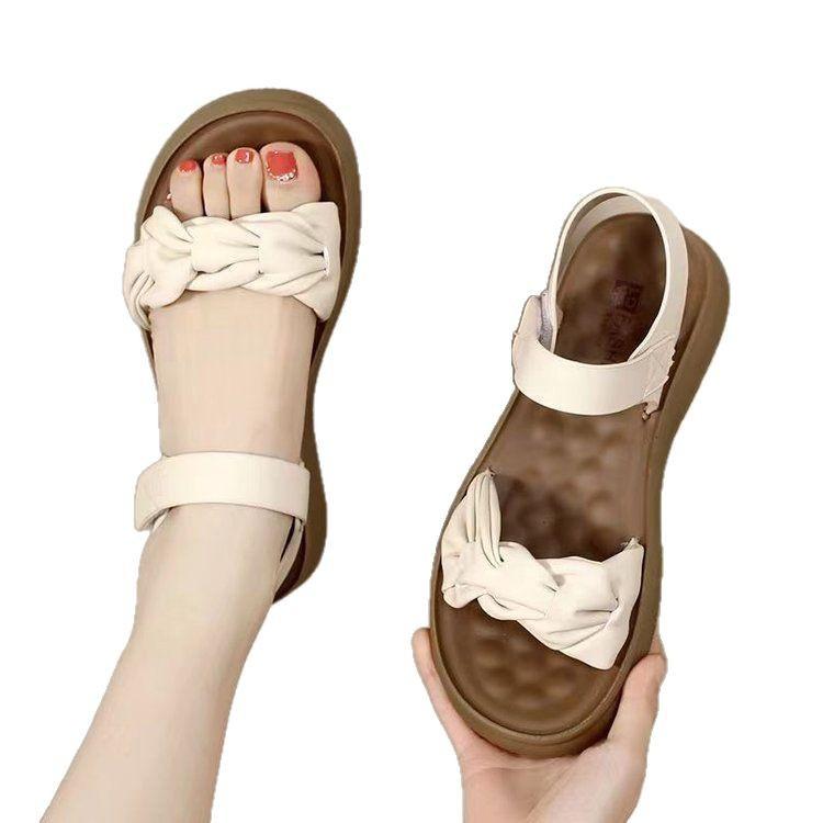 Beach Shoes Mother Sandals Women's Summer Flat Bottom 2025 New Fashionable Middle-aged Versatile Platform Heel with Sandals