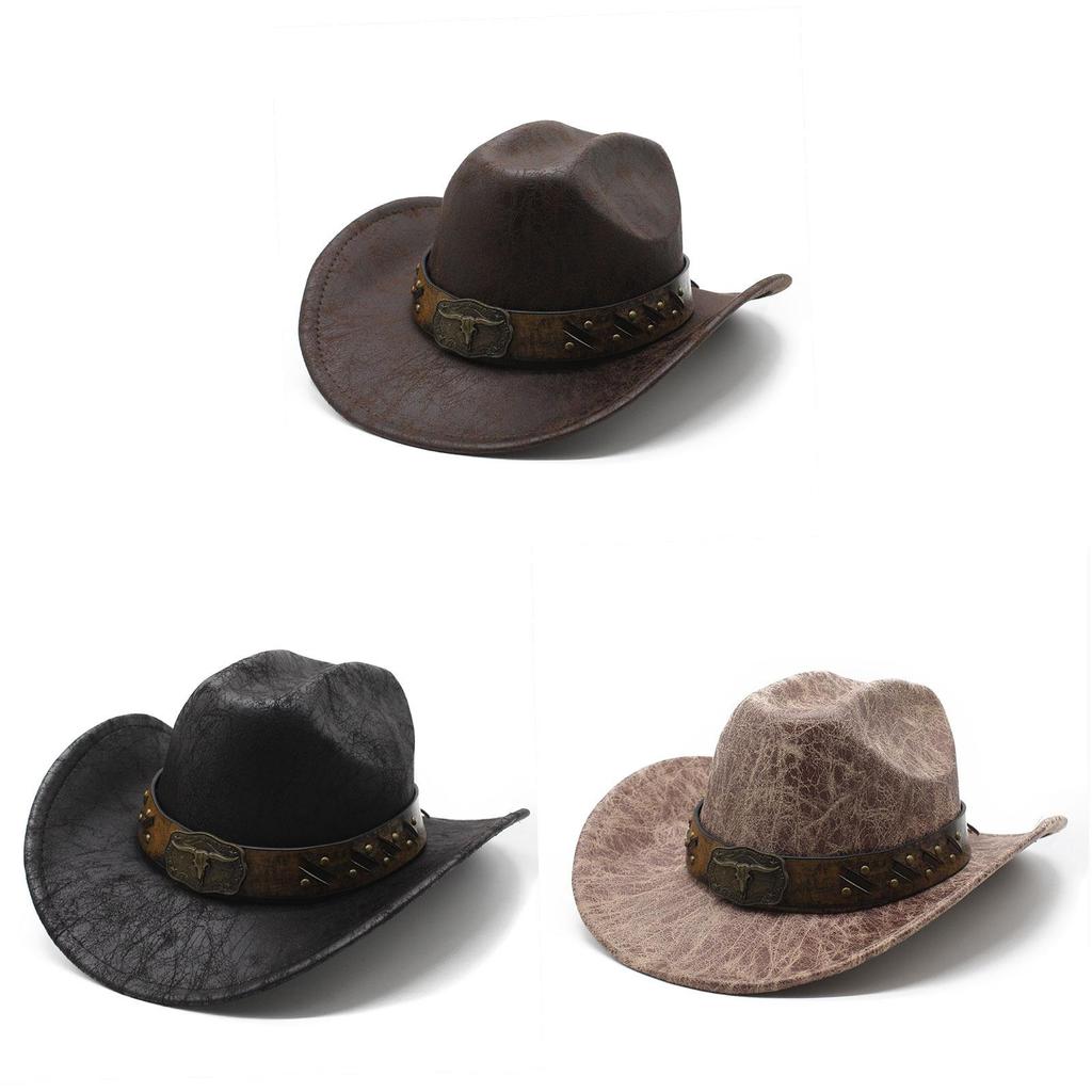 Vintage Western Cowboy Hat With Large Brim Sunshade For Men And Women