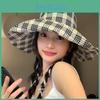 Cozy 2024 Black Gray Geometric Plaid Sun Hat Ideal For Spring And Summer Adventures