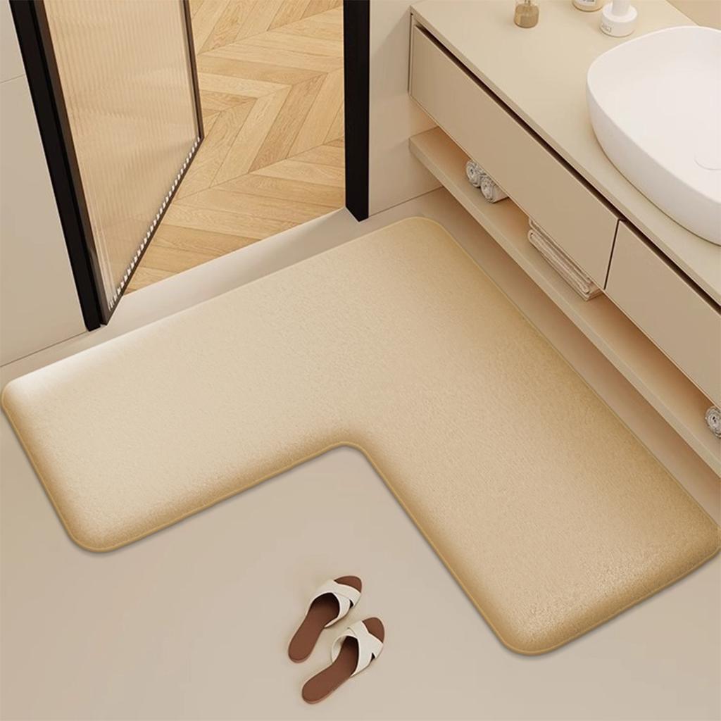 L-shaped toilet door absorbent mat thick bathtub mat bathroom dirt-resistant non-slip soft floor mat door mat entrance mat