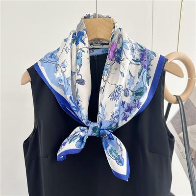 65*65cm %100 Dut İpeği Baskılı Zarif Kare Eşarp Şal Fular