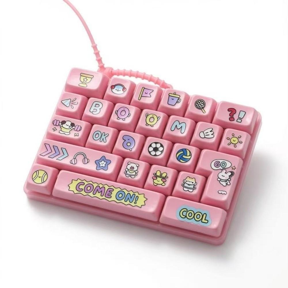 Portachiavi Tastiera Meccanica Cartoon Griglia a 26 Tasti Giocattolo Fidget Giocattolo Sensoriale Tasto Cliccatore Ciondolo per Borsa