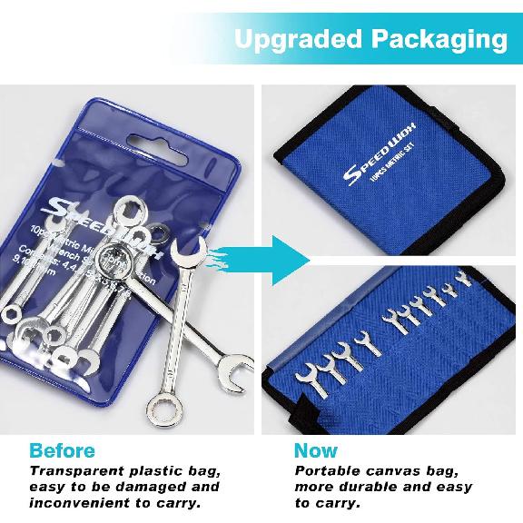 SPEEDWOX 10 Pcs Mini Combination Wrench Set, 4-11mm Open and Box End for Automotive, Industry, Electronics, Mechanic, Home, Hobby - High Carbon Steel