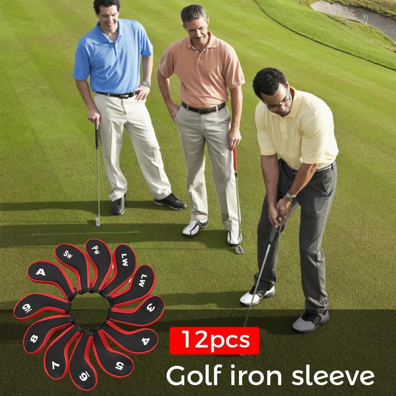 12PCS Golf Club Covers Universal Golf Head Cover Golf Club Iron Putter Protect Set Number Printed With Zipper For Men Women