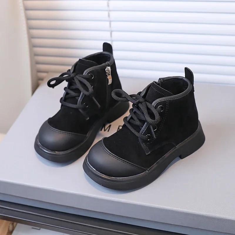 Classic Girl's Ankle Boot Versatile Patchwork Winter Boots for Children Fashion Warm Non-slip Kids Causal Boys Cotton Boots New