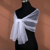 Seethrough Sheer Bridal Veils with Rhinestones Decors for Outdoor and Indoor Event Bride Shawl Wrap for Wedding Dresses