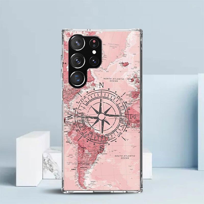 World Map Travel Plans Phone Case For Samsung Galaxy S24 S25 Edge S26 Ultra S22 S23 Plus S21 + S20 FE Soft TPU Back Cover Galaxy