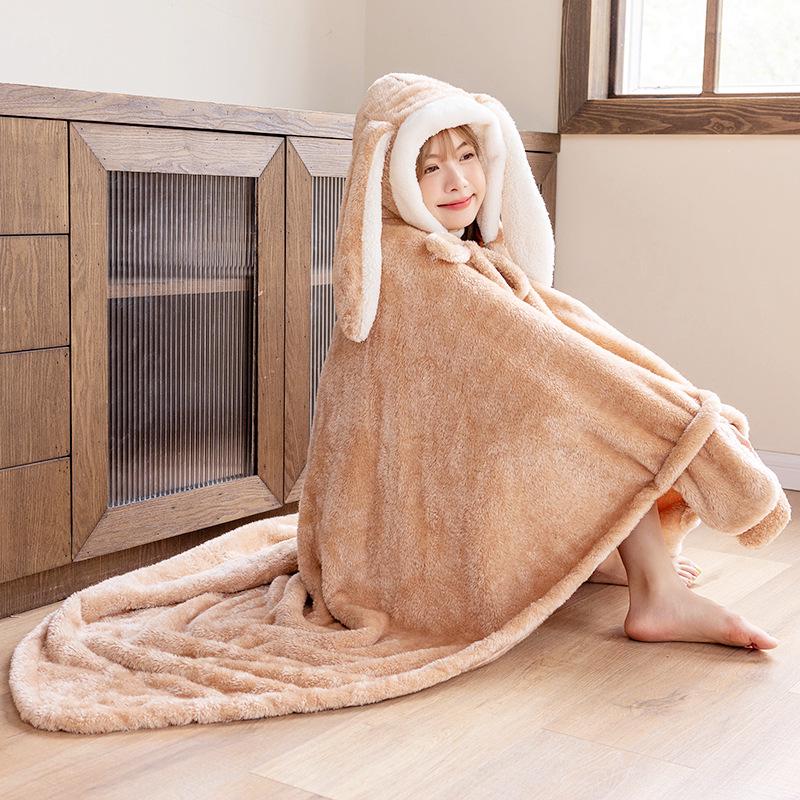 Cozy Rabbit Ear Shawl Cloak: Cute, Warm, and Thick for Autumn & Winter