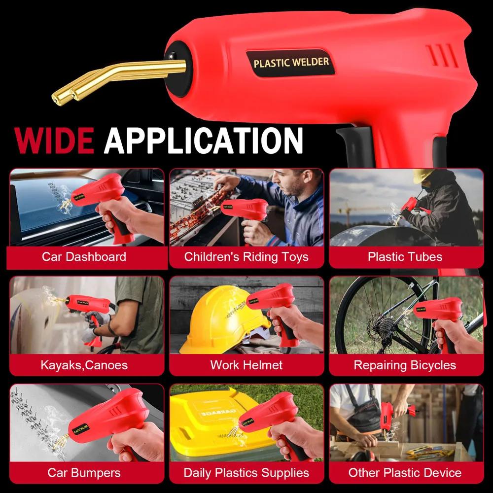 Upgraded 200W Plastic Welder, 2in1 Plastic Welding Kit Plastic Repair Welder Hot Stapler Soldering Gun Car Bumper Plastic Repair