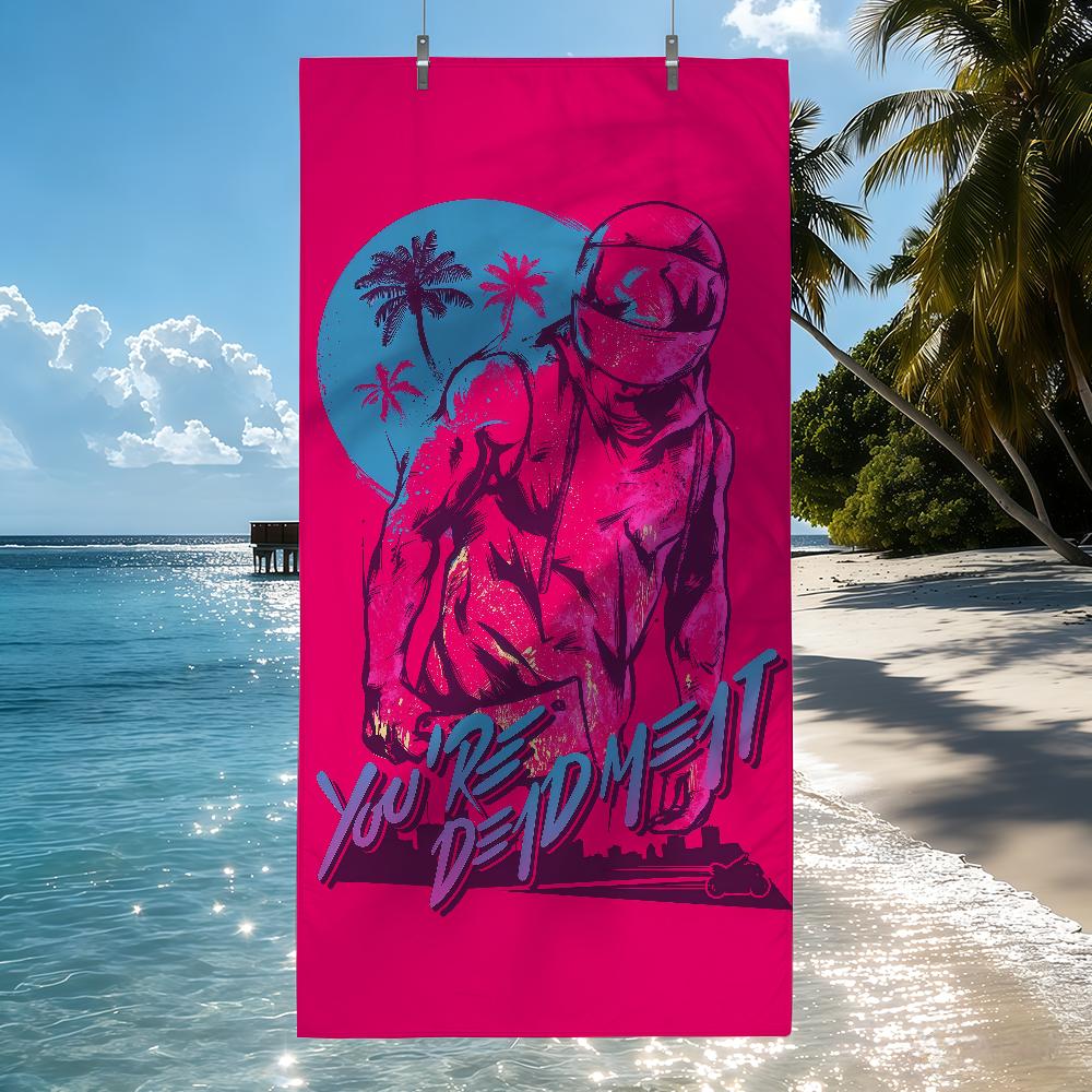 

Game H-Hotline M-Miami Towel Quick Drying Beach Towels Are Suitable For Swimming Pools Camping Yoga And The Gym W40*H60(CM)