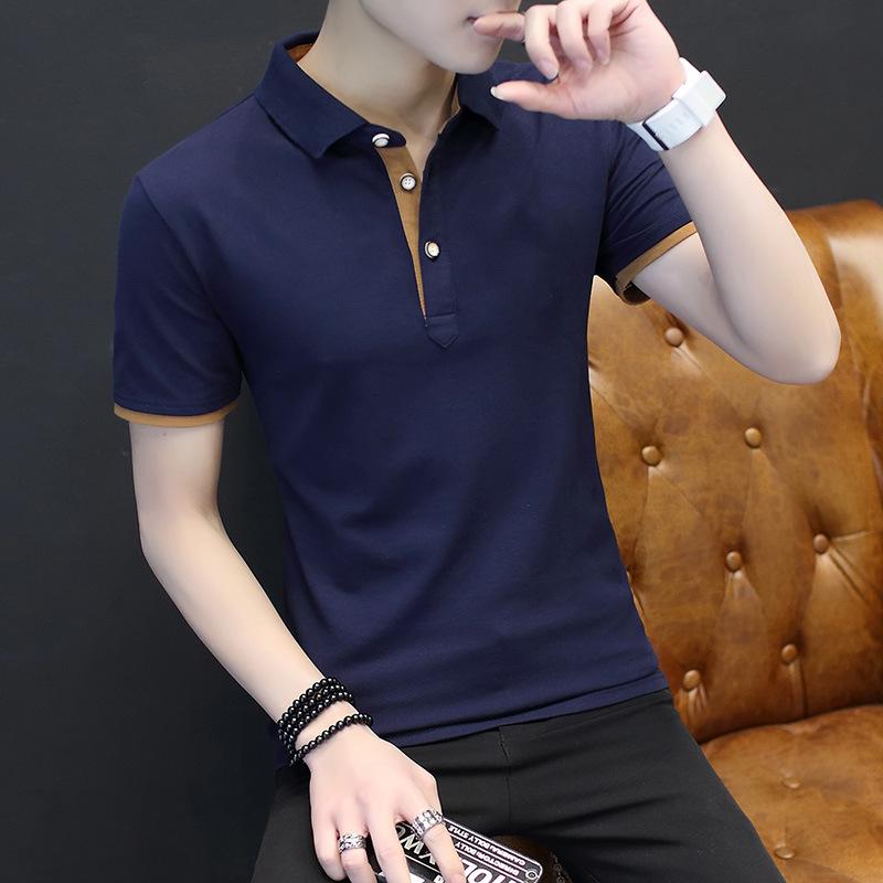 Men's POLO Shirt Pure Cotton Casual Slim Fit Short Sleeved T-shirt Bottom Top for Men