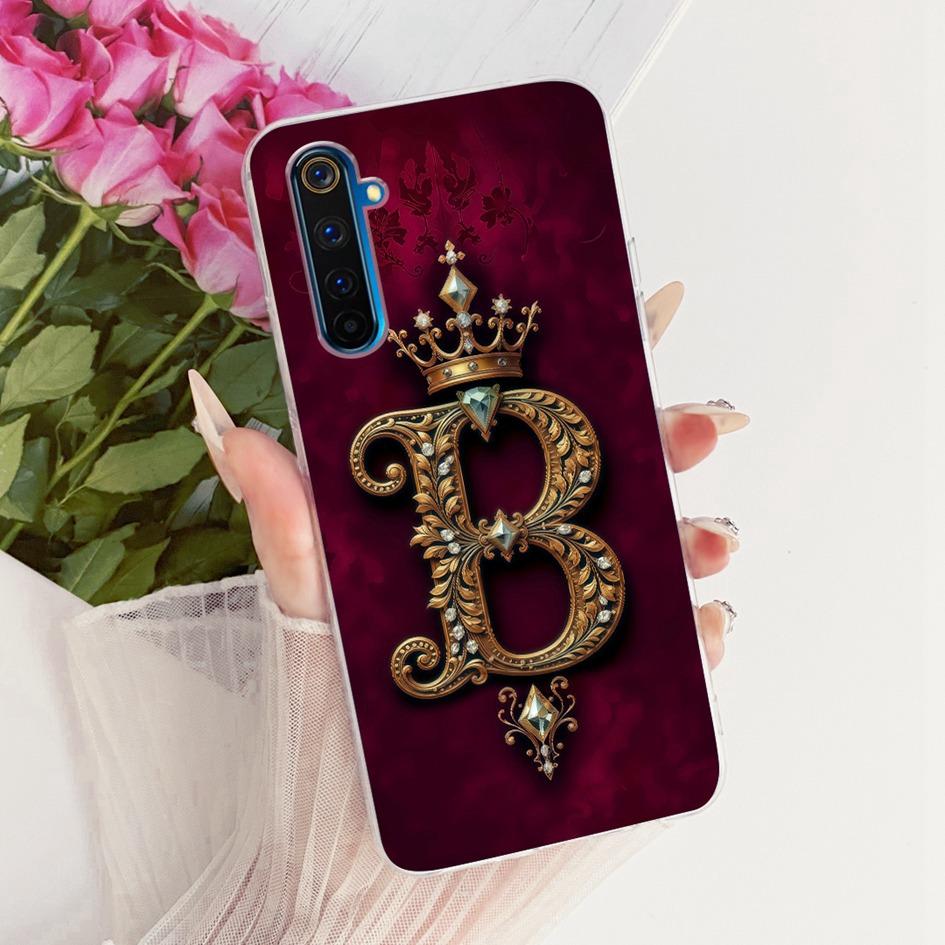 For Realme 6 Pro Case RMX2061 RMX2063 Cover Fashion A Z Initial Letter Soft Slim Silicone Funda For Realme 6 6S 6i Realme6 Shell