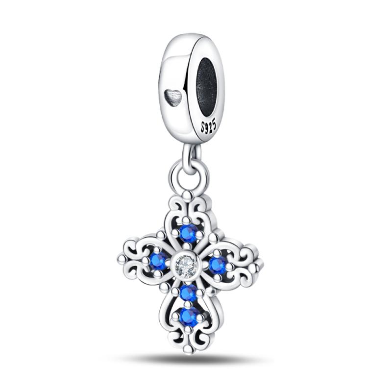 Exquisite 925 Silver Mysterious Blue Butterfly Devil's Eye Fatima's Hand Pendants Charms Beads Fit Qikaola Bracelets DIY Jewelry