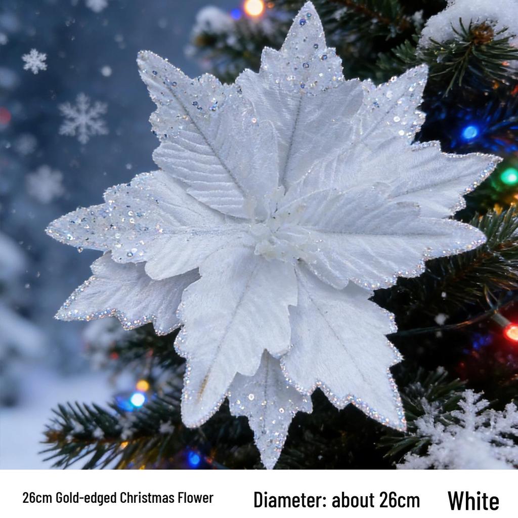 Glitter Flower Mesh Fabric Christmas Floral Arrangement Decoration