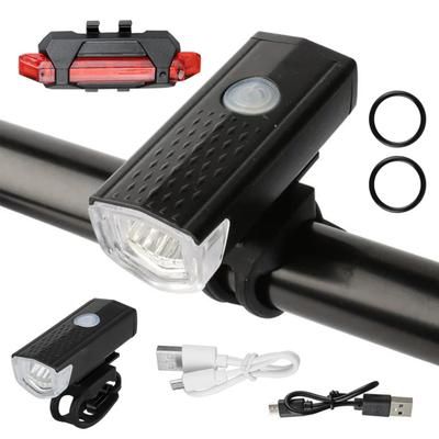 2ks Sada předního a zadního světla na kolo USB dobíjecí lampa na kolo s ovládáním jedním tlačítkem Více režimů Jasné LED světlomety a zadní světla